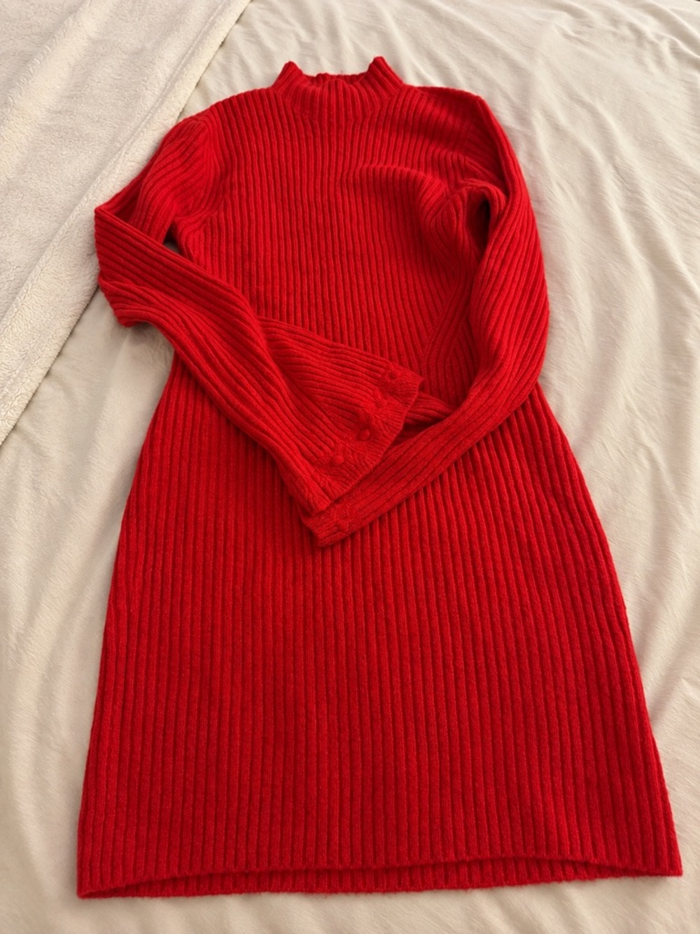 Abercrombie & Fitch Red Ribbed Cowl/Turtleneck Sweater Dress